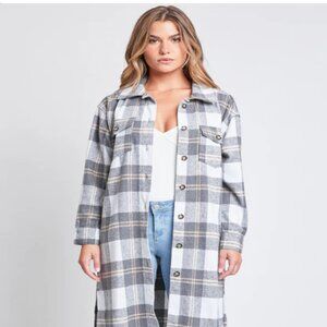 Ymi Gray Junior Plaid Shacket Duster
